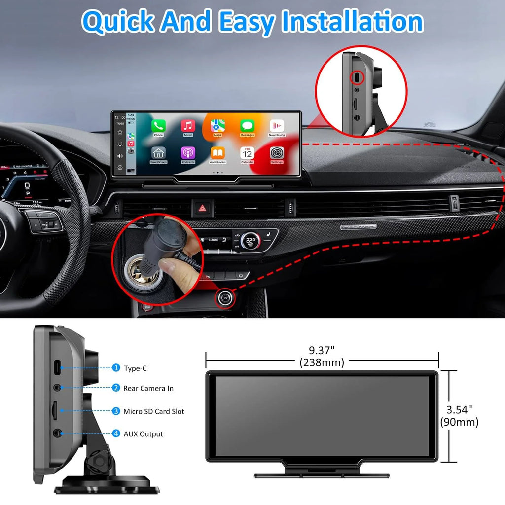 Max Portable 10.26" Carplay/Android Auto Car Display Screen